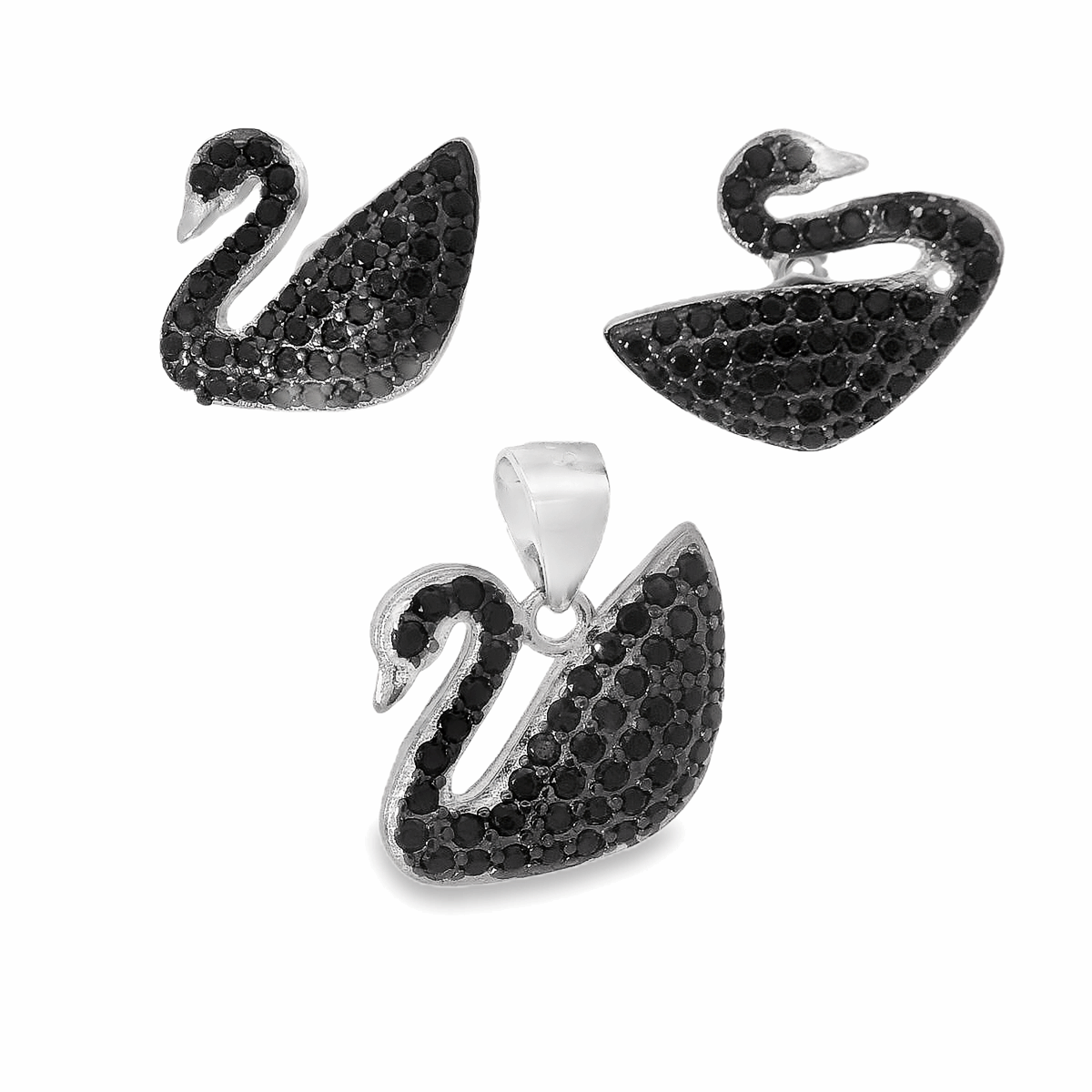 Elegant Black Swan Jewelry Set - Silvenca