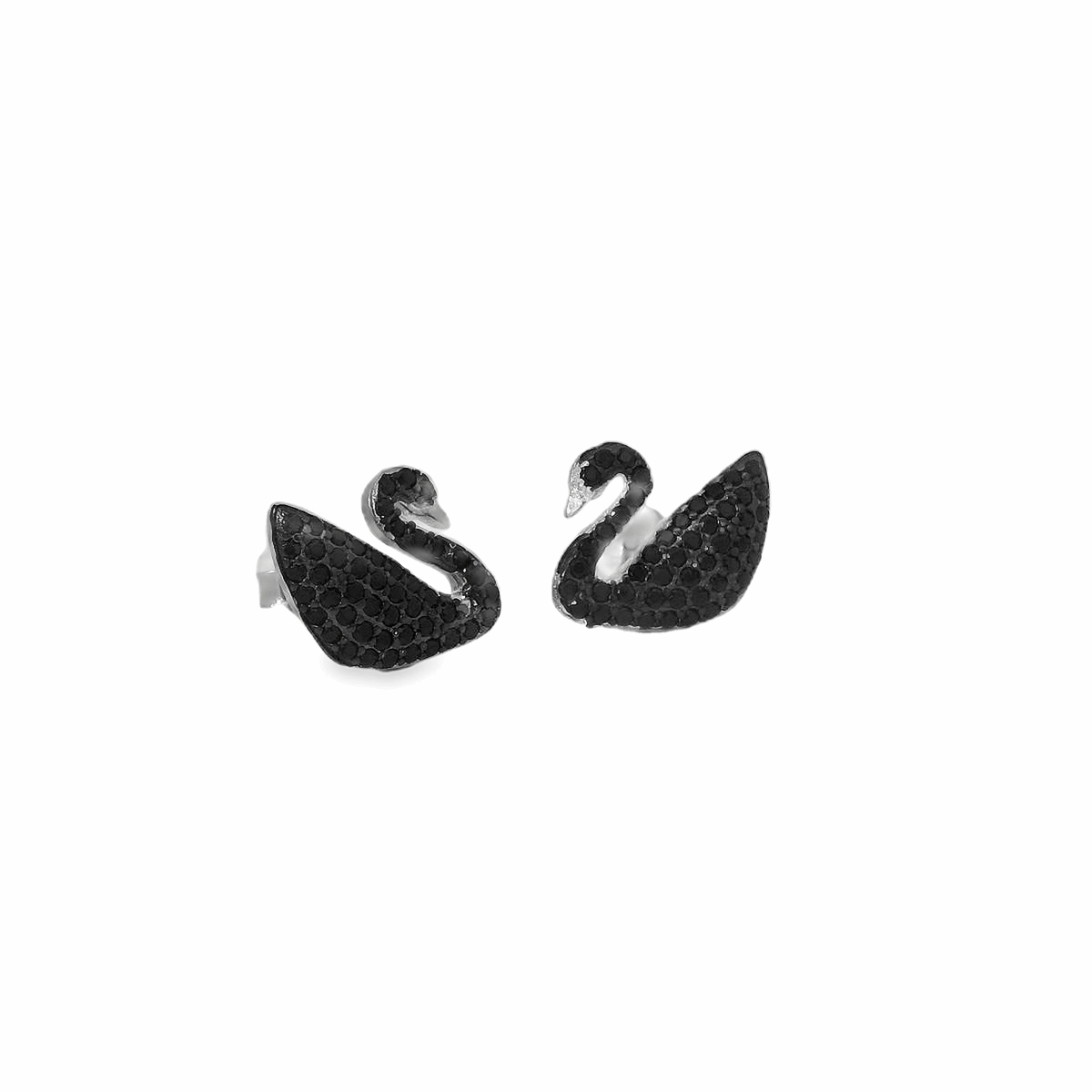 Elegant Black Swan Earrings - Silvenca