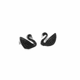 Elegant Black Swan Earrings - Silvenca