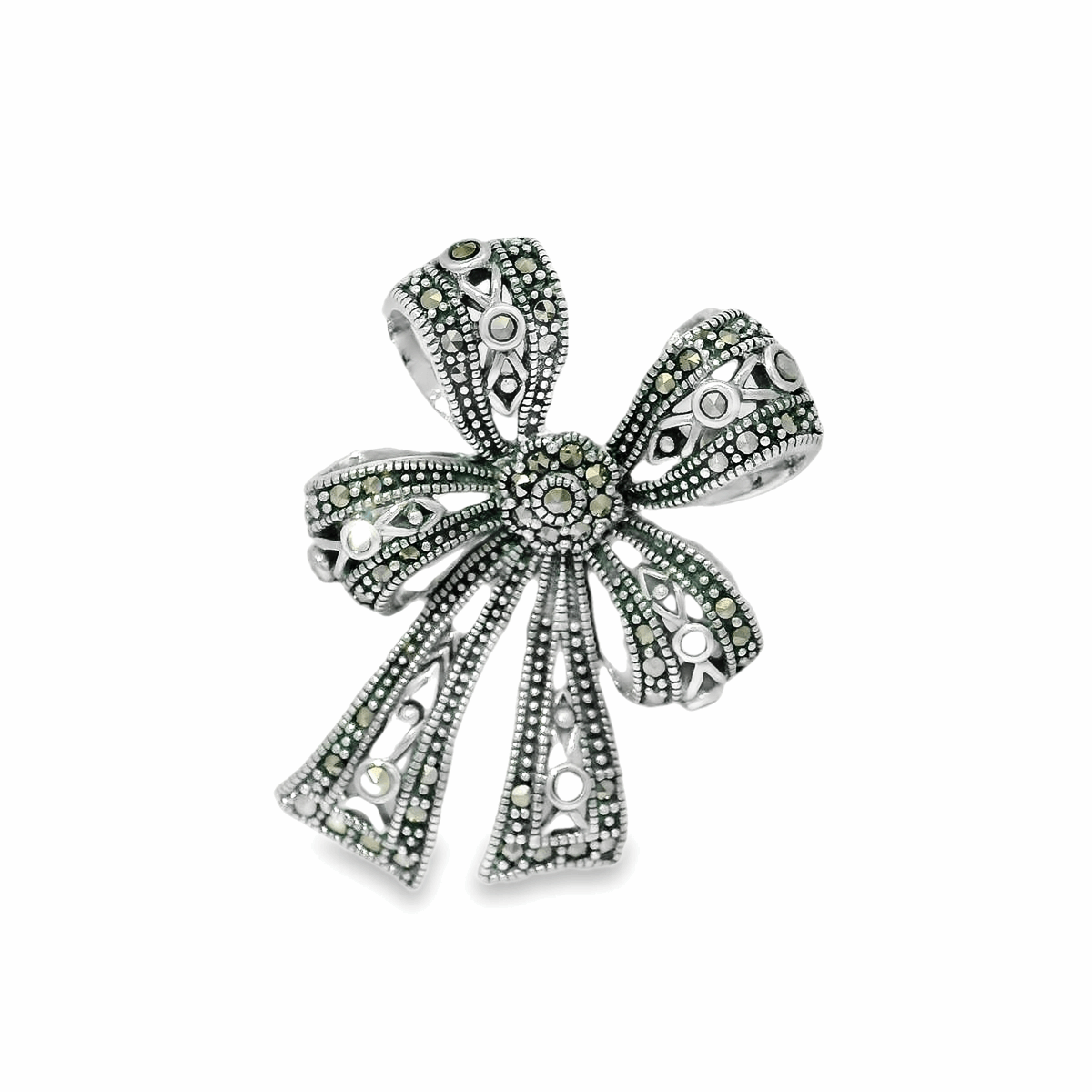 Elegant Silver Bow Brooch - Silvenca