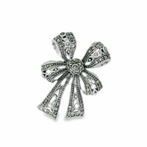 Elegant Silver Bow Brooch - Silvenca