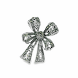Elegant Silver Bow Brooch - Silvenca