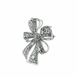 Elegant Silver Bow Brooch - Silvenca