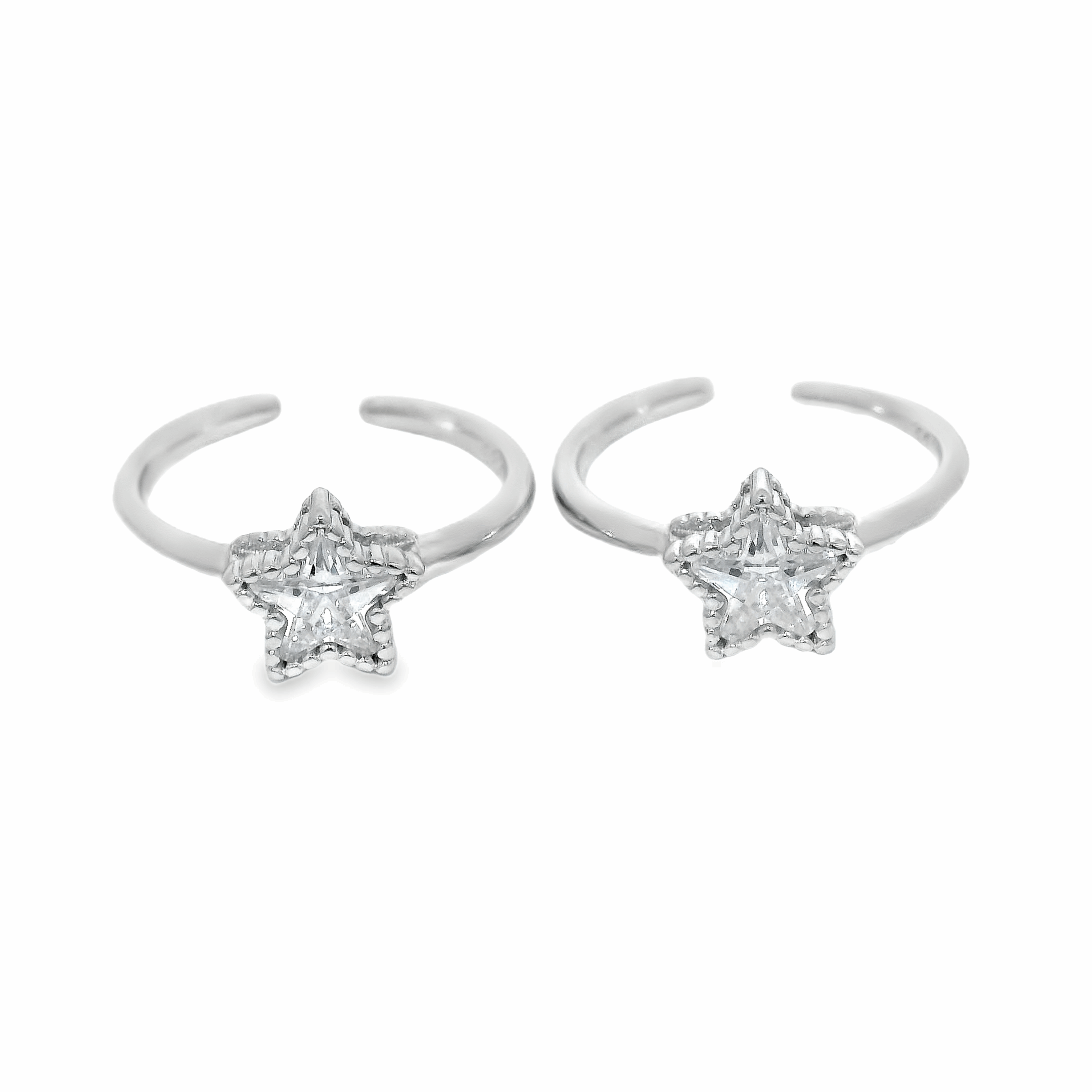 Elegant star-shaped silver toe rings - Silvenca