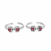 Exquisite floral silver toe rings - Silvenca