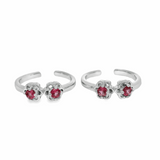 Exquisite floral silver toe rings - Silvenca