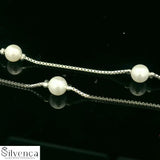 925 Silver Nova Beaded Pearl Necklace - Silvenca
