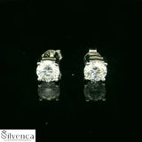 925 Sterling Silver CZ Single Stone Pendant Set - Silvenca