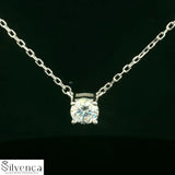 925 Sterling Silver CZ Single Stone Pendant Set - Silvenca