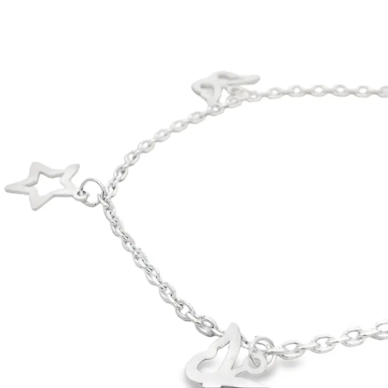 Charming Silver Star Anklets - Silvenca