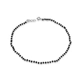 Elegant Black Beaded Anklets - Silvenca