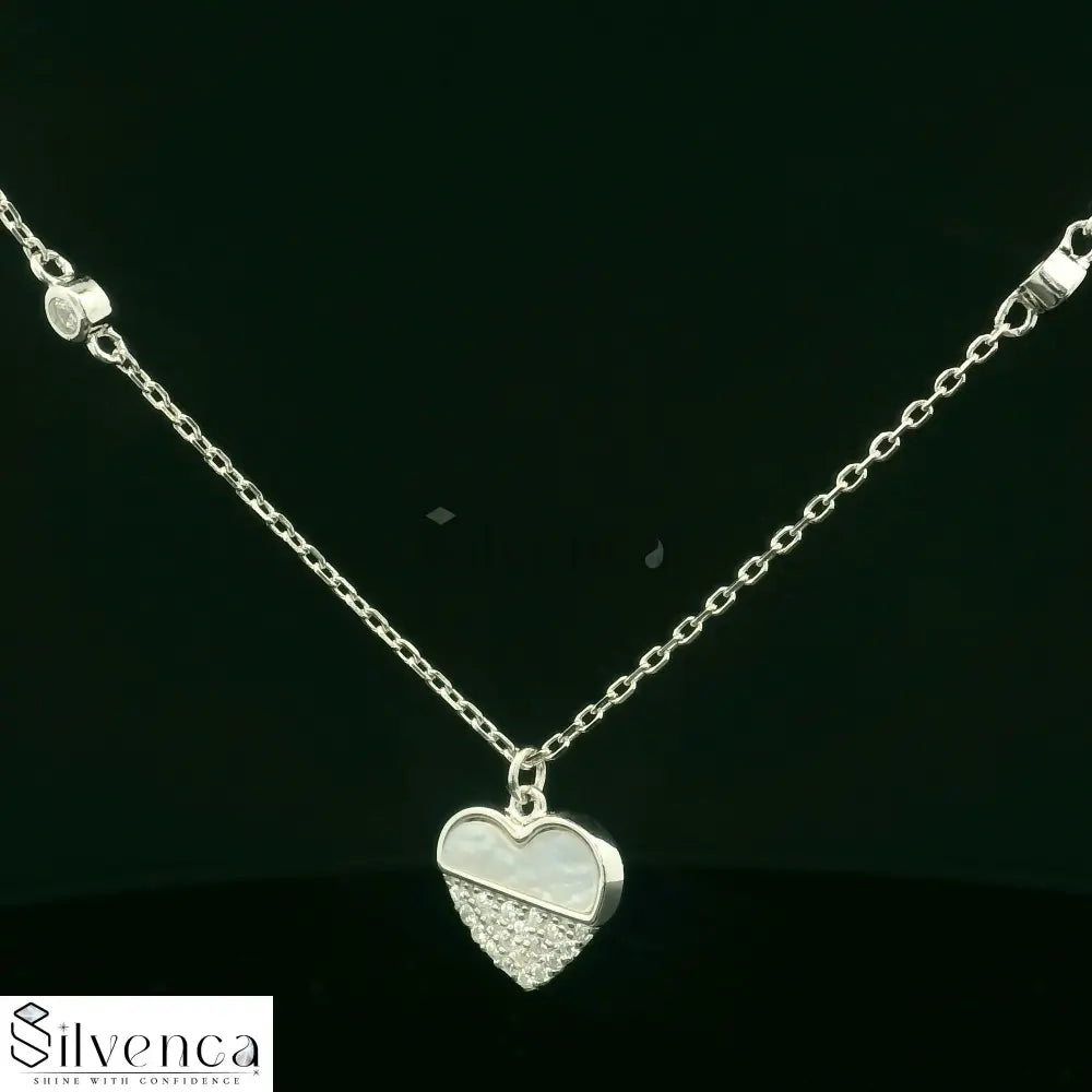 Adorable 925 Sterling Silver Heart-Shape Pendant Set - Silvenca