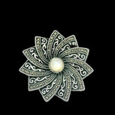 Elegant Silver Floral Brooch - Silvenca