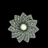Elegant Silver Floral Brooch - Silvenca