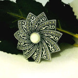 Elegant Silver Floral Brooch - Silvenca