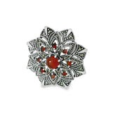 Elegant Silver and Amber Brooch - Silvenca
