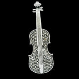 Elegant Silver Violin Brooch - Silvenca