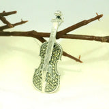 Elegant Silver Violin Brooch - Silvenca