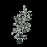 Elegant Floral Silver Brooch - Silvenca