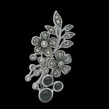 Elegant Floral Silver Brooch - Silvenca