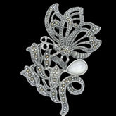 Elegant Silver Floral Brooch - Silvenca