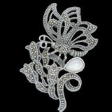 Elegant Silver Floral Brooch - Silvenca