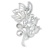 Elegant Silver Floral Brooch - Silvenca