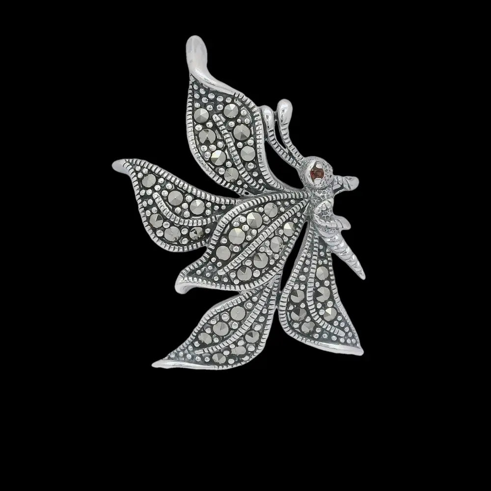 Elegant Silver Butterfly Brooch - Silvenca