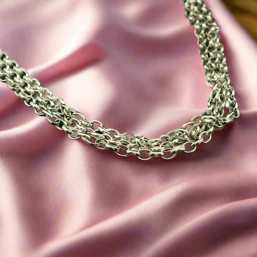 Bunch Chain Necklace Sterling Silver 925 Traditional Men Women Unisex - Silvenca