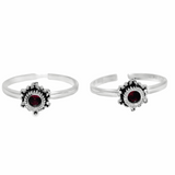 Captivating pink gemstone silver toe rings - Silvenca