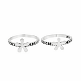 Charming floral silver toe rings - Silvenca