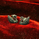 Elegant Black Swan Earrings - Silvenca