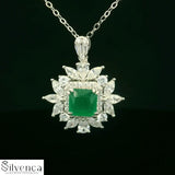 Elegant Emerald and Diamond Pendant - Silvenca
