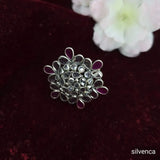 Elegant Floral 92.5 Pure Silver Light Weight Ring for Women - Silvenca