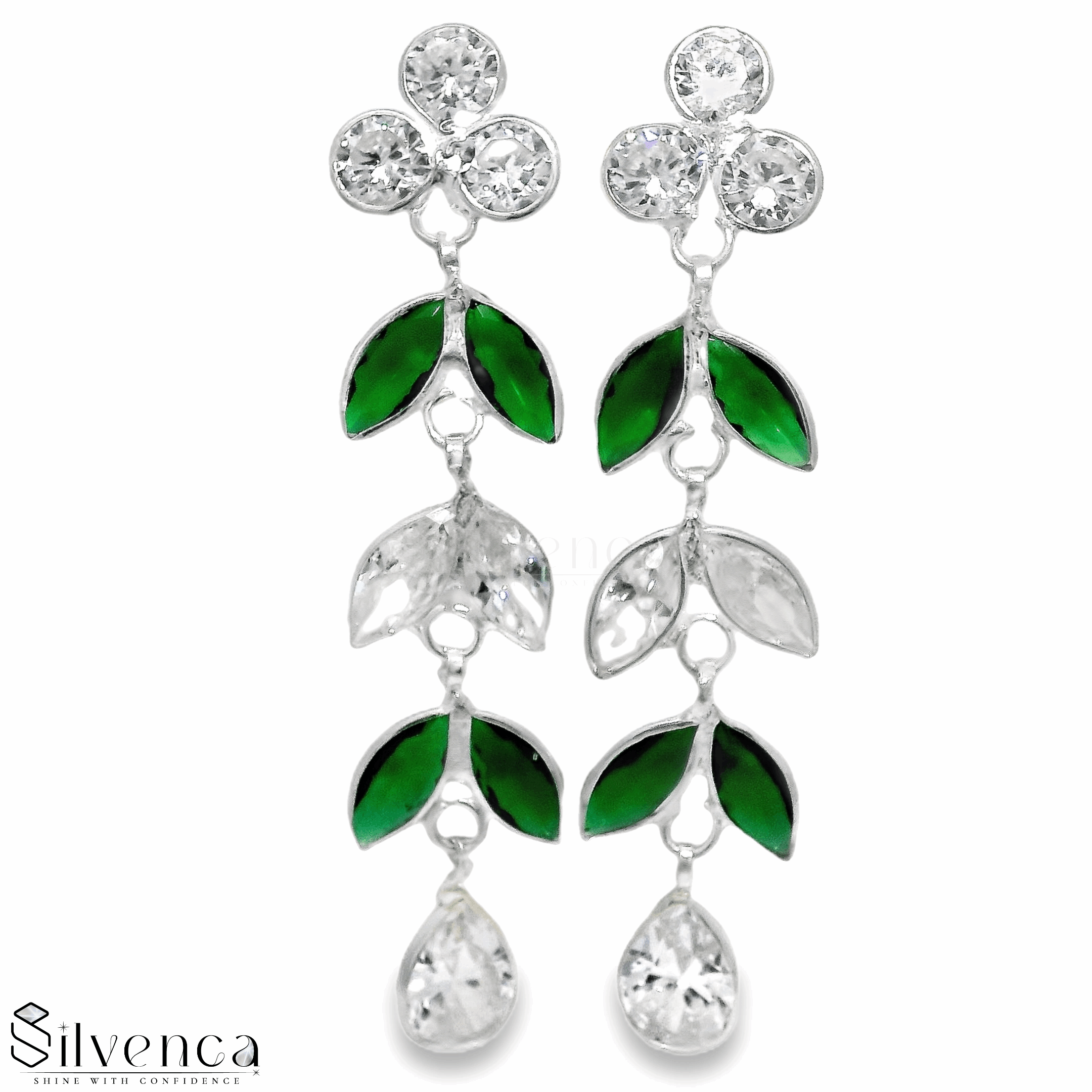 Elegant Floral Drop Earrings - Silvenca