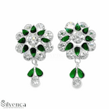 Elegant Green and Silver Earrings - Silvenca