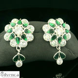 Elegant Green and Silver Earrings - Silvenca