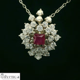 Elegant Ruby and Diamond Pendant - Silvenca
