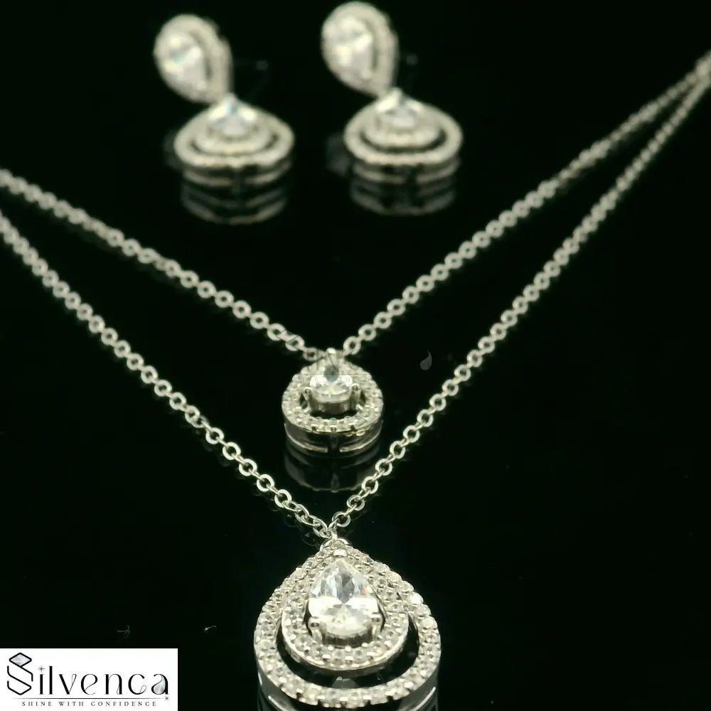 Elegant Silver Pendant with Sparkling Stones - Silvenca