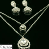 Elegant Silver Pendant with Sparkling Stones - Silvenca