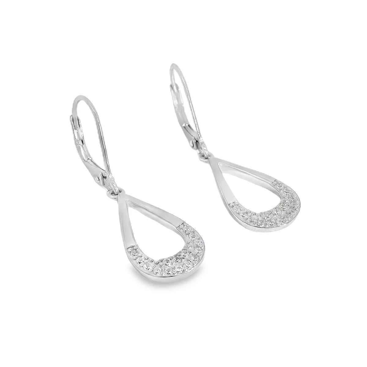 Elegant Silver hoop Drop Earrings - Silvenca