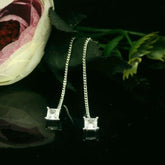 Elegant Silver square Drop Earrings - Silvenca