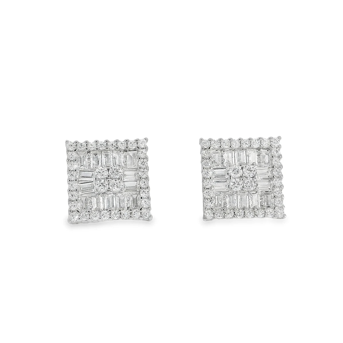 Elegant Square Diamond Earrings - Silvenca
