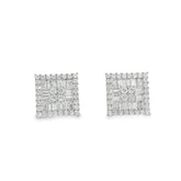 Elegant Square Diamond Earrings - Silvenca