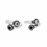 Eye-catching gemstones silver toe rings - Silvenca