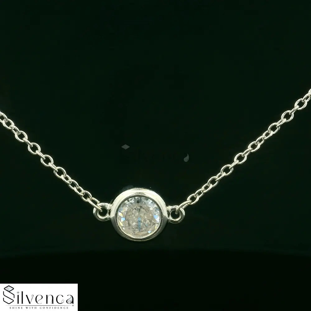 FOREVER Silver Stone-Studded Princess Necklaces Chain - Silvenca