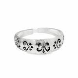 Floral design silver toe rings - Silvenca