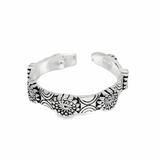 Floral motifs silver toe rings - Silvenca