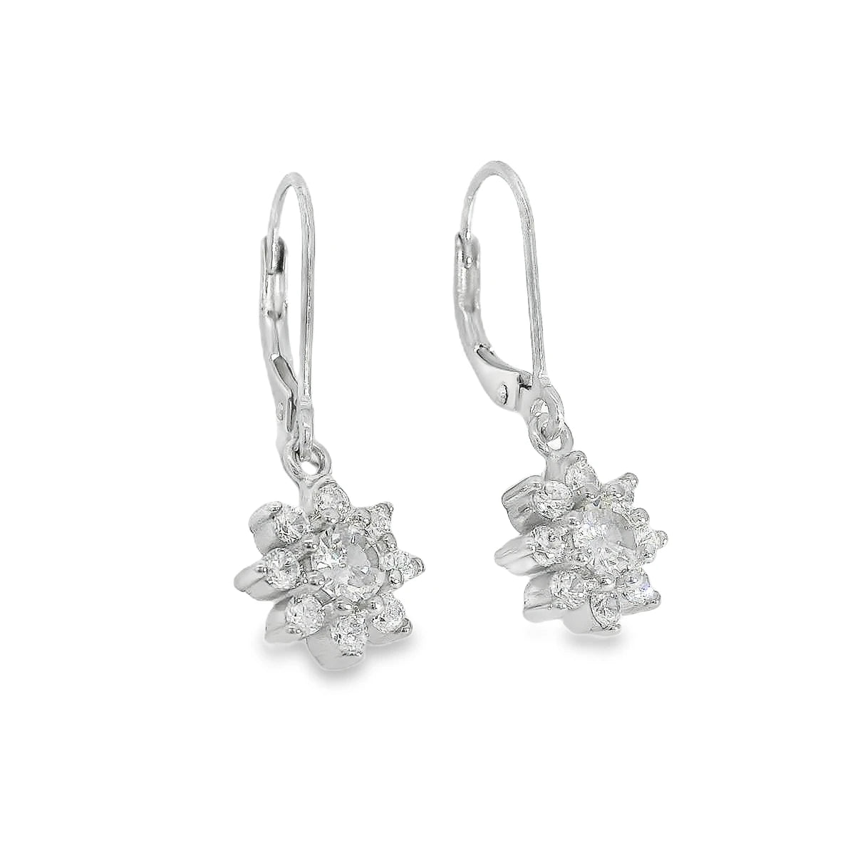 Floral zircon hoop loop earring - Silvenca