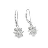 Floral zircon hoop loop earring - Silvenca
